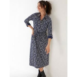 Fatface Sarah Floral Paisley Midi Shirt Dress Roll Tab Sleeve Size 10 *No Belt*